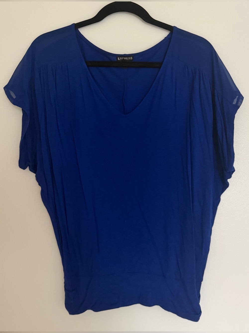 Express Women’s Royal Blue V neck Flowy Sleeves Dolman Blouse Y2K
